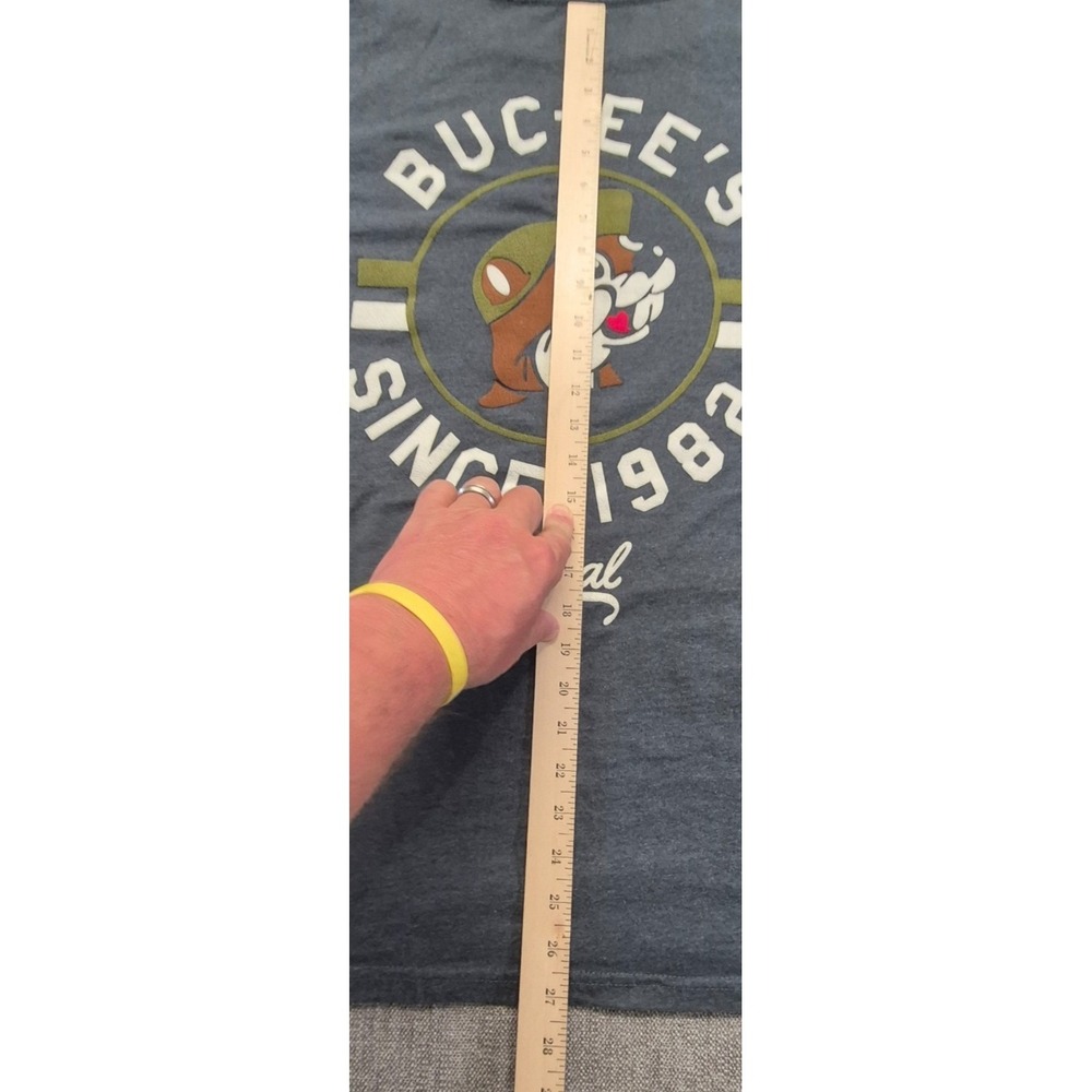 Buc-ee's men's grayish blue long sleeve 2 sided graphic t-shirt XL Original - Picture 7 of 10